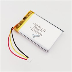 Аккумулятор 3.7v 1300mAh 3pin 3 провода + разъем (фишка) коннектор 603450 Li-Pol универсальная аккумуляторная батарея 6x34x50 - фото 184888