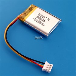 Аккумулятор 3.7v 600mAh 3pin 3 провода + разъем (фишка) коннектор 602535 Li-Pol универсальная аккумуляторная батарея 6x25x35 - фото 185064
