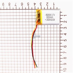 Аккумулятор 3.7v 600mAh 3pin 3 провода + разъем (фишка) коннектор 602535 Li-Pol универсальная аккумуляторная батарея 6x25x35 - фото 185069