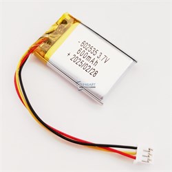Аккумулятор 3.7v 600mAh 3pin 3 провода + разъем (фишка) коннектор 602535 Li-Pol универсальная аккумуляторная батарея 6x25x35 - фото 185076
