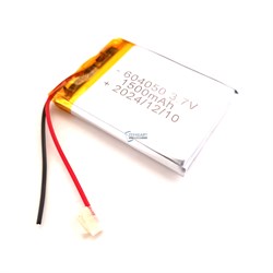 Аккумулятор 3.7v 1500mAh 2 pin 2 провода 604050 Li-Pol универсальная аккумуляторная батарея 6x40x50 - фото 185260
