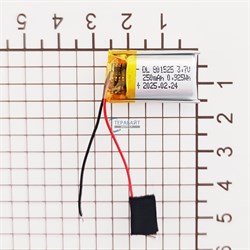 Аккумулятор 3.7v 250mAh 2 pin 2 провода 801525 Li-Pol универсальная аккумуляторная батарея 8x15x25 - фото 185302
