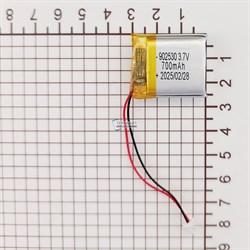 Аккумулятор 3.7v 700mAh 2 pin 2 провода + разъем (фишка) коннектор 902530 Li-Pol универсальная аккумуляторная батарея 9x25x30 - фото 185348