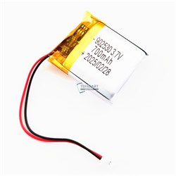 Аккумулятор 3.7v 700mAh 2 pin 2 провода + разъем (фишка) коннектор 902530 Li-Pol универсальная аккумуляторная батарея 9x25x30 - фото 185355