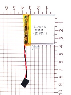 Аккумулятор 3.7v 400mAh 2 pin 2 провода 274237 Li-Pol универсальная аккумуляторная батарея 2.7x42x37 - фото 185527