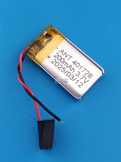 Аккумулятор 3.7v 200mAh 2 pin 2 провода 401728 Li-Pol универсальная аккумуляторная батарея 4x17x28 - фото 185567
