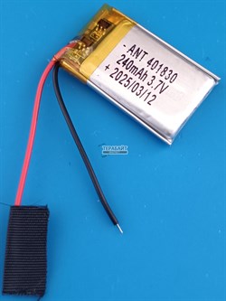Аккумулятор 3.7v 240mAh 2 pin 2 провода 401830 Li-Pol универсальная аккумуляторная батарея 4x18x30 - фото 185600