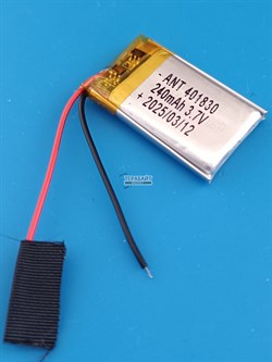 Аккумулятор 3.7v 240mAh 2 pin 2 провода 401830 Li-Pol универсальная аккумуляторная батарея 4x18x30 - фото 185601