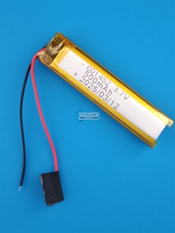 Аккумулятор 3.7v 500mAh 2 pin 2 провода 601452 Li-Pol универсальная аккумуляторная батарея 6x14x52 - фото 185635
