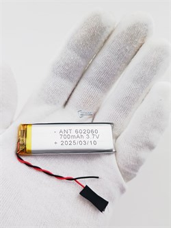 Аккумулятор 3.7v 700mAh 2 pin 2 провода 602060 Li-Pol универсальная аккумуляторная батарея 6x20x60 - фото 185663