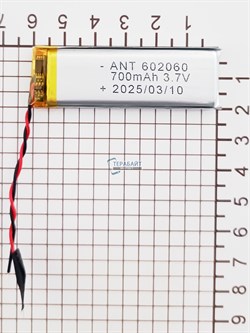 Аккумулятор 3.7v 700mAh 2 pin 2 провода 602060 Li-Pol универсальная аккумуляторная батарея 6x20x60 - фото 185664