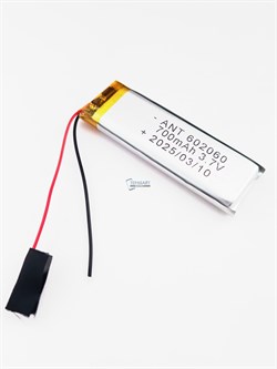 Аккумулятор 3.7v 700mAh 2 pin 2 провода 602060 Li-Pol универсальная аккумуляторная батарея 6x20x60 - фото 185682