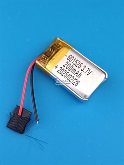 Аккумулятор 3.7v 200mAh 2 pin 2 провода 601525 Li-Pol универсальная аккумуляторная батарея 6x15x25 - фото 185708
