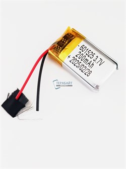 Аккумулятор 3.7v 200mAh 2 pin 2 провода 601525 Li-Pol универсальная аккумуляторная батарея 6x15x25 - фото 185710
