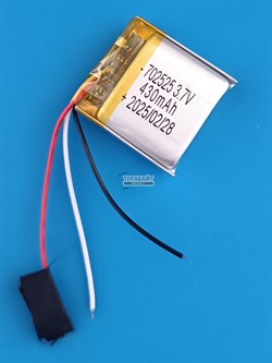 Аккумулятор 3.7v 430mAh 3 pin 3 провода 702525 Li-Pol универсальная аккумуляторная батарея 7x25x25 - фото 185757