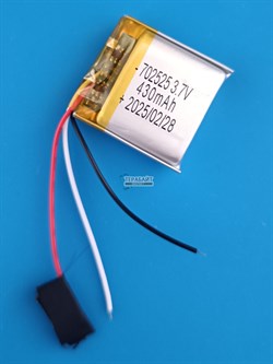 Аккумулятор 3.7v 430mAh 3 pin 3 провода 702525 Li-Pol универсальная аккумуляторная батарея 7x25x25 - фото 185759
