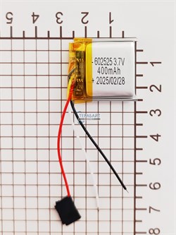 Аккумулятор 3.7v 400mAh 3 pin 3 провода 602525 Li-Pol универсальная аккумуляторная батарея 6x25x25 - фото 185775