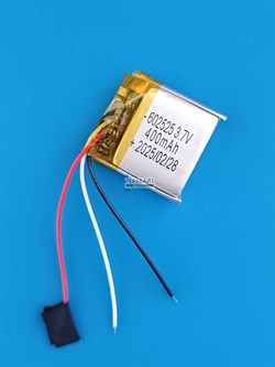 Аккумулятор 3.7v 400mAh 3 pin 3 провода 602525 Li-Pol универсальная аккумуляторная батарея 6x25x25 - фото 185779