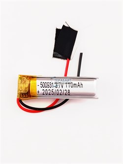 Аккумулятор 3.7v 110mAh 2 pin 2 провода 500931 Li-Pol универсальная аккумуляторная батарея 5x9x31 - фото 185801