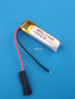 Аккумулятор 3.7v 110mAh 2 pin 2 провода 500830 Li-Pol универсальная аккумуляторная батарея 5x8x30 - фото 185823