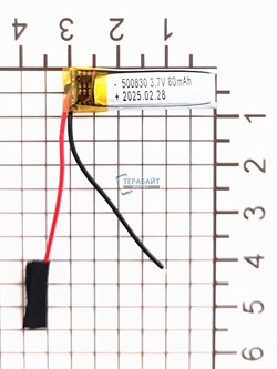 Аккумулятор 3.7v 110mAh 2 pin 2 провода 500830 Li-Pol универсальная аккумуляторная батарея 5x8x30 - фото 185826