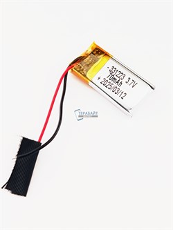 Аккумулятор 3.7v 70mAh 2 pin 2 провода 331223 Li-Pol универсальная аккумуляторная батарея 3.3x12x23 - фото 185860