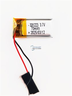 Аккумулятор 3.7v 70mAh 2 pin 2 провода 331223 Li-Pol универсальная аккумуляторная батарея 3.3x12x23 - фото 185863