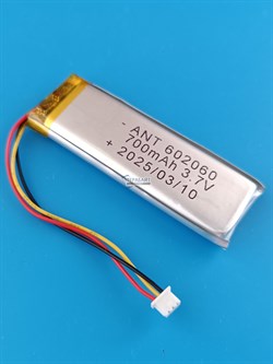 Аккумулятор 3.7v 700mAh 3 pin 3 провода + разъем (фишка) коннектор 602060 Li-Pol универсальная аккумуляторная батарея 6x20x60 - фото 185885