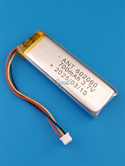 Аккумулятор 3.7v 700mAh 3 pin 3 провода + разъем (фишка) коннектор 602060 Li-Pol универсальная аккумуляторная батарея 6x20x60 - фото 185886