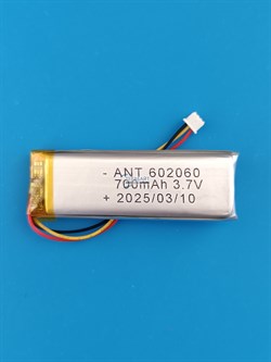 Аккумулятор 3.7v 700mAh 3 pin 3 провода + разъем (фишка) коннектор 602060 Li-Pol универсальная аккумуляторная батарея 6x20x60 - фото 185888