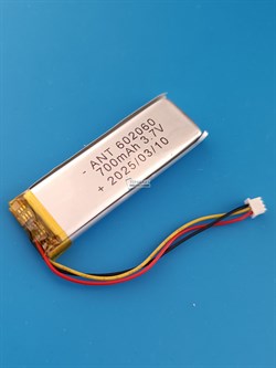 Аккумулятор 3.7v 700mAh 3 pin 3 провода + разъем (фишка) коннектор 602060 Li-Pol универсальная аккумуляторная батарея 6x20x60 - фото 185890