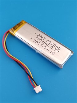 Аккумулятор 3.7v 700mAh 3 pin 3 провода + разъем (фишка) коннектор 602060 Li-Pol универсальная аккумуляторная батарея 6x20x60 - фото 185892
