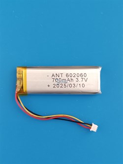 Аккумулятор 3.7v 700mAh 3 pin 3 провода + разъем (фишка) коннектор 602060 Li-Pol универсальная аккумуляторная батарея 6x20x60 - фото 185894