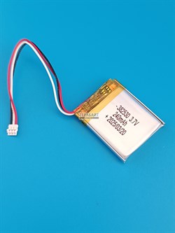 Аккумулятор 3.7v 240mAh 3 pin 3 провода + разъем (фишка) коннектор 382530 Li-Pol универсальная аккумуляторная батарея 3.8x25x30 - фото 186892