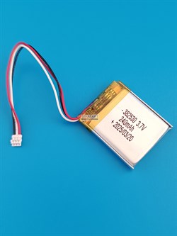 Аккумулятор 3.7v 240mAh 3 pin 3 провода + разъем (фишка) коннектор 382530 Li-Pol универсальная аккумуляторная батарея 3.8x25x30 - фото 186893