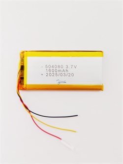 Аккумулятор 3.7v 1600mAh 3 pin 3 провода 504080 Li-Pol универсальная аккумуляторная батарея 5x40x80 - фото 187050