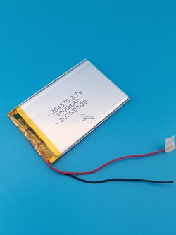 Аккумулятор 3.7v 1000mAh 2 pin 2 провода 304570 Li-Pol универсальная аккумуляторная батарея 3x45x70 - фото 187080