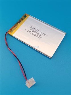 Аккумулятор 3.7v 1000mAh 2 pin 2 провода 304570 Li-Pol универсальная аккумуляторная батарея 3x45x70 - фото 187084