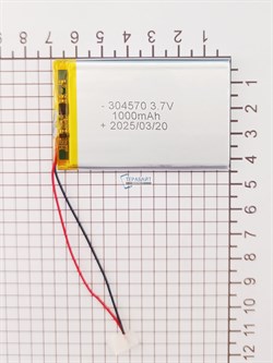 Аккумулятор 3.7v 1000mAh 2 pin 2 провода 304570 Li-Pol универсальная аккумуляторная батарея 3x45x70 - фото 187087