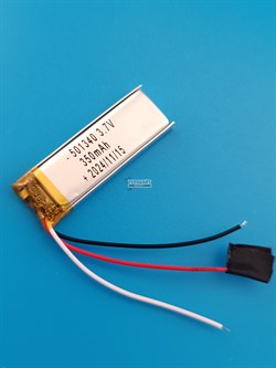 Аккумулятор 3.7v 350mAh 3 pin 3 провода 501340 Li-Pol универсальная аккумуляторная батарея 5x13x40 - фото 187108