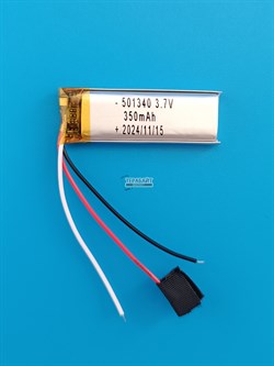 Аккумулятор 3.7v 350mAh 3 pin 3 провода 501340 Li-Pol универсальная аккумуляторная батарея 5x13x40 - фото 187109