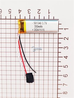 Аккумулятор 3.7v 350mAh 3 pin 3 провода 501340 Li-Pol универсальная аккумуляторная батарея 5x13x40 - фото 187115