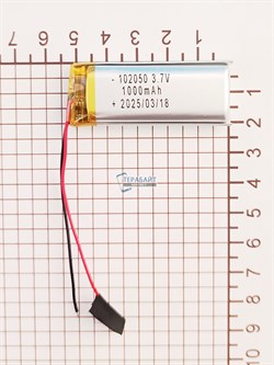 Аккумулятор 3.7v 1000mAh 2 pin 2 провода 102050 Li-Pol универсальная аккумуляторная батарея 10x20x50 - фото 187173