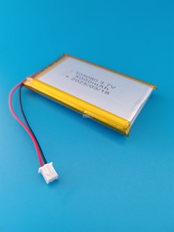 Аккумулятор 3.7v 5000mAh 2 pin 2 провода + разъем фишка (коннектор) 105080 Li-Pol универсальная аккумуляторная батарея 10x50x80 - фото 187232