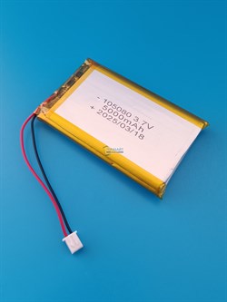 Аккумулятор 3.7v 5000mAh 2 pin 2 провода + разъем фишка (коннектор) 105080 Li-Pol универсальная аккумуляторная батарея 10x50x80 - фото 187233