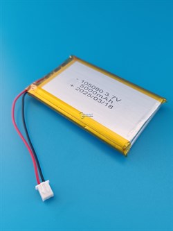 Аккумулятор 3.7v 5000mAh 2 pin 2 провода + разъем фишка (коннектор) 105080 Li-Pol универсальная аккумуляторная батарея 10x50x80 - фото 187234