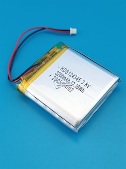 Аккумулятор 3.7v 3200mAh 2 pin 2 провода + разъем фишка (коннектор) 124345 Li-Pol универсальная аккумуляторная батарея 12x43х45 - фото 187498