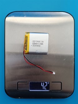 Аккумулятор 3.7v 3200mAh 2 pin 2 провода + разъем фишка (коннектор) 124345 Li-Pol универсальная аккумуляторная батарея 12x43х45 - фото 187500