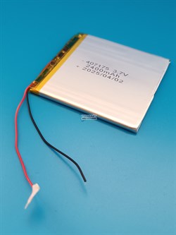Аккумулятор 3.7v 2400mAh 2 pin 2 провода 407175 Li-Pol универсальная аккумуляторная батарея 4x71х75 - фото 187579
