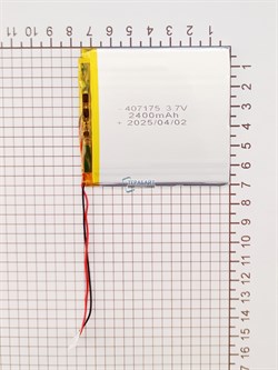 Аккумулятор 3.7v 2400mAh 2 pin 2 провода 407175 Li-Pol универсальная аккумуляторная батарея 4x71х75 - фото 187583